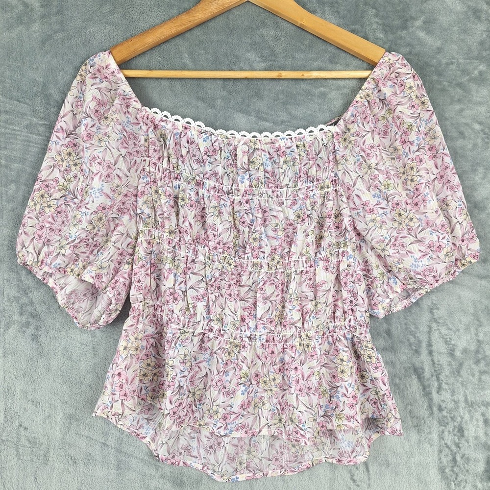 Womens Top Medium Milkmaid Romantic Floral Babydoll Feminine‎ Fairy Cottagecore